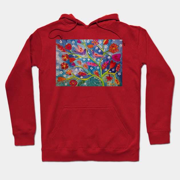 Birds in Love on Doodle Hearts, Valentines day! Hoodie by Casimirasquirkyart